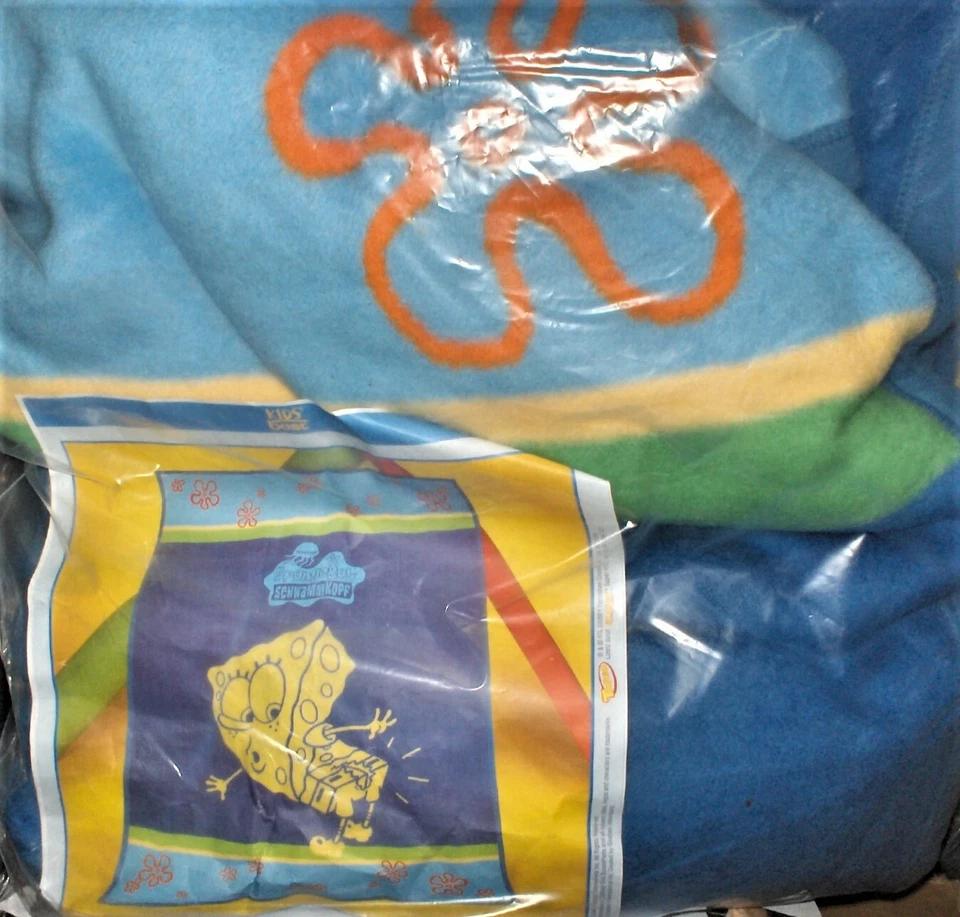 SPONGEBOB Flauschdecke150/200cm farbigl Neu,OVP,Lizenz,Rarität - Bild 1 von 1