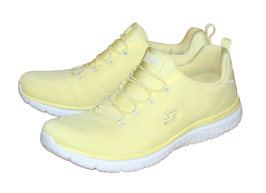 SKECHERS Virtue Washable Mesh Slip-On Sneakers Women Size 11 Yellow Bungee Lace
