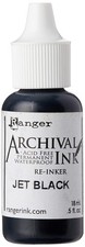 Ranger Archival Pad Reinker .5oz, Jet Black 4.7 fl oz,