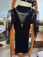 Zara Black Sheer Knit Top Dress Size M