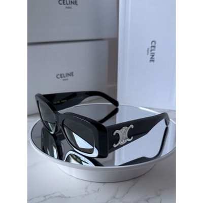 Celine CL40282U 01A Triomphe Women Sunglasses Black Silver Logo