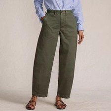 Lands End Women's Chino High Rise Barrel Leg Utility Ankle Pants Sz 12P