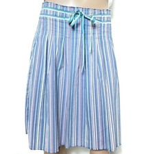 Old Navy Size 4 Vertical Stripe Ribbon Raw Hem Skirt Blue Coquette Retro
