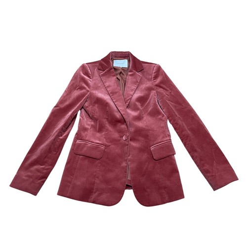 Frame Classic One Button Velvet Blazer Bold in Spice Pink Red Orange Women's 2