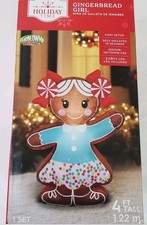 Holiday Time 4 FT Christmas Gingerbread Girl Airblown Inflatable Decoration NEW