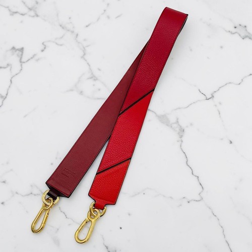 LOEWE Puzzle Leather Shoulder Strap Red Authentic Bag Accessory Excellent