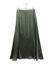 Crewre Draped Satin Maxi Skirt Green Polyester Used