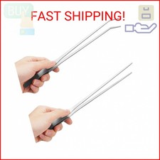 Fri4Free 2PCS Long Aquarium Tweezers - 10.6" Straight and Curved Tweezers, Stain