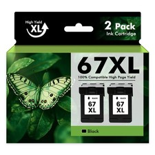 2PK 67XL Ink Cartridges Black For HP 67XL Black DeskJet 2700 2755 4155 Envy 6455