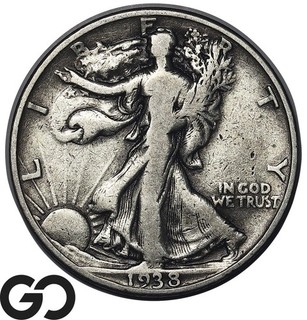 1938 D Walking Liberty Half Dollar Key Date 491k Minted in Denver