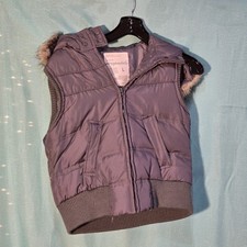 Aeropostal Y2K Down Filled Youth L Puffer Vest W/Detachable Hood Gray EUC