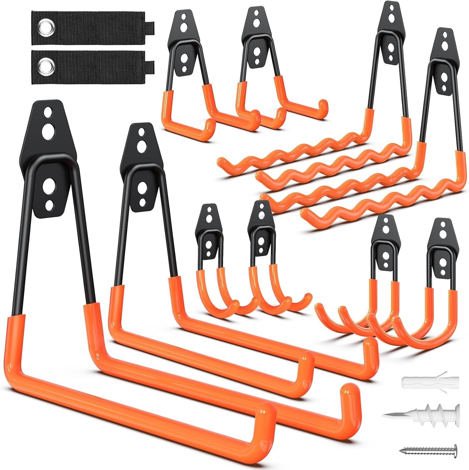 Heavy Duty Steel Garage Storage Hooks 12 Pack Wall Mount for Hanging Tools