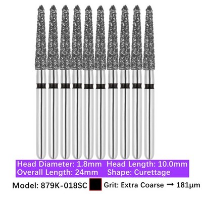 10/pk Vakker Dental FG Diamond Burs Gingival Curetage 879K-018SC Super Coarse