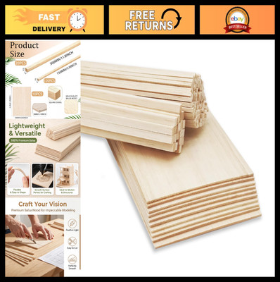 Premium Balsa Wood Craft Kit - 10 Unfinished Sheets & 140 Sticks for DIY Models