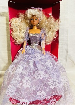 Vintage 90s Uneeda BRITTANY Doll In Box - Lavender Lace Dress Barbie Clone 