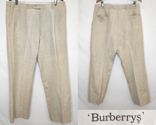 Burberry, Burberry Dress Pants Trousers Men's 38x28.5 in Cream 1980's #J6160