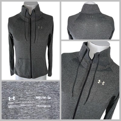 Under Armour HeatGear Jacket Women s M Gray Poly Long Sleeve Full Zip YGI Q5-154