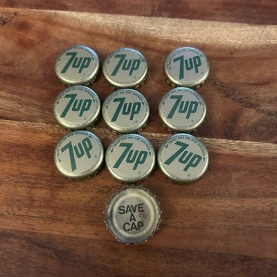 Vintage 7-Up Save The Cap Bottle 10 Cap Lot