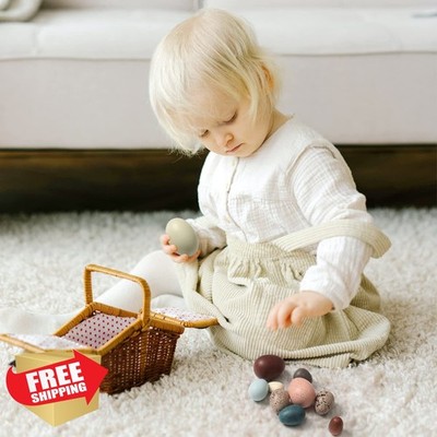 Youuys Wooden Speckled Easter Eggs DIY Craft Montessori Toy
