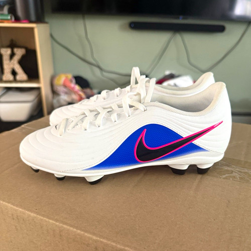 Nike Tiempo Football Cleats White/Blue/Pink US 4.5 Medium (D,M)