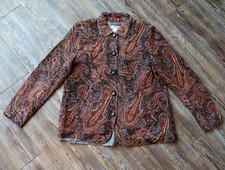Coldwater Creek Paisley Textured Jacket Boho Cotton Rayon Art to Wear Womens M