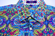 ALAN FLUSSER COLORFUL PAISLEY SHIRT LARGE EUC  1-155 