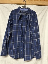 CHAPS Easy Care Blue Plaid Men's Long Sleeve Button Down Shirt 2XL XXL