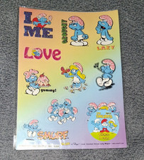 The Smurfs Sticker Sheet PEYO 2009 10 Smurf Stickers Vintage Smurfette Brainy