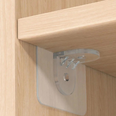 10pcs Acrylic Shelf Divider Brackets Adhesive Cabinet Support Holder Set - NEW