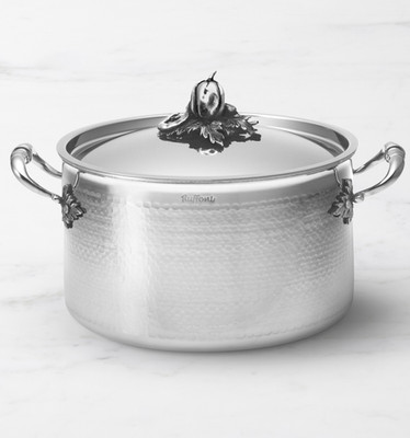 Ruffoni Opus Prima Hammered Stainless-Steel Stockpot with Pepper Knob, 8-Qt 