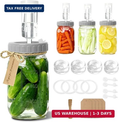 4-Pack Mason Jar Fermentation Kit(Jars Included) Four 32oz Fermentation Jars wit
