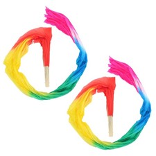  1 paio di ventagli di seta per danza del ventre - Ventaglio lungo con velo