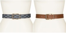 Michael Kors Belt MK Logo Signature Monogram Twist Reversible Leather NWT Large