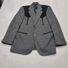 Vintage Circle S of Dallas Blazer Mens Size 40R Gray Western Suede Yoke Cowboy