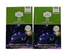 20-Count Battery-Operated LED Blue Micro Lights Indoor Green Wire Lot of 2 New