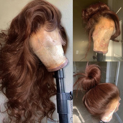 200% Density Chocolate Brown Human Hair Wigs 13X4 Body Wave  display picture 3