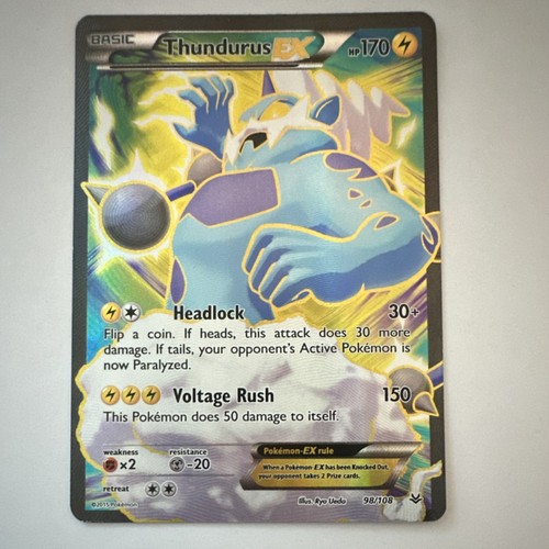 Pokemon Company Thundurus EX Full Art 98/108 Roaring Skies Holo Ultra Rare