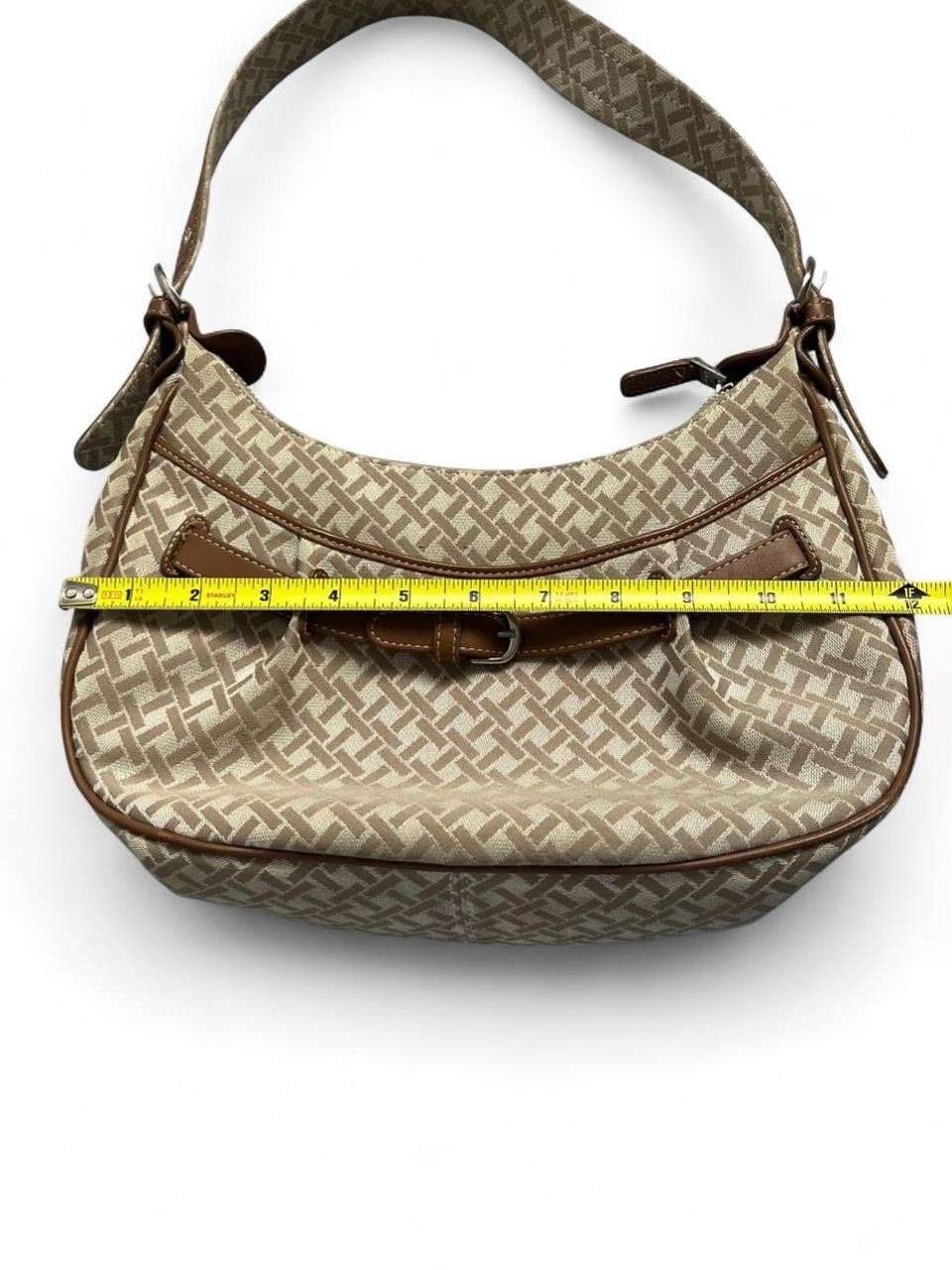 Talbots geometric pattern beige brown buckle acce… - image 7