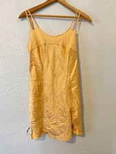 Vtg Y2k Victoria  s Secret Womens M Silk Lingerie Slip Dress Yellow Mini Babydoll