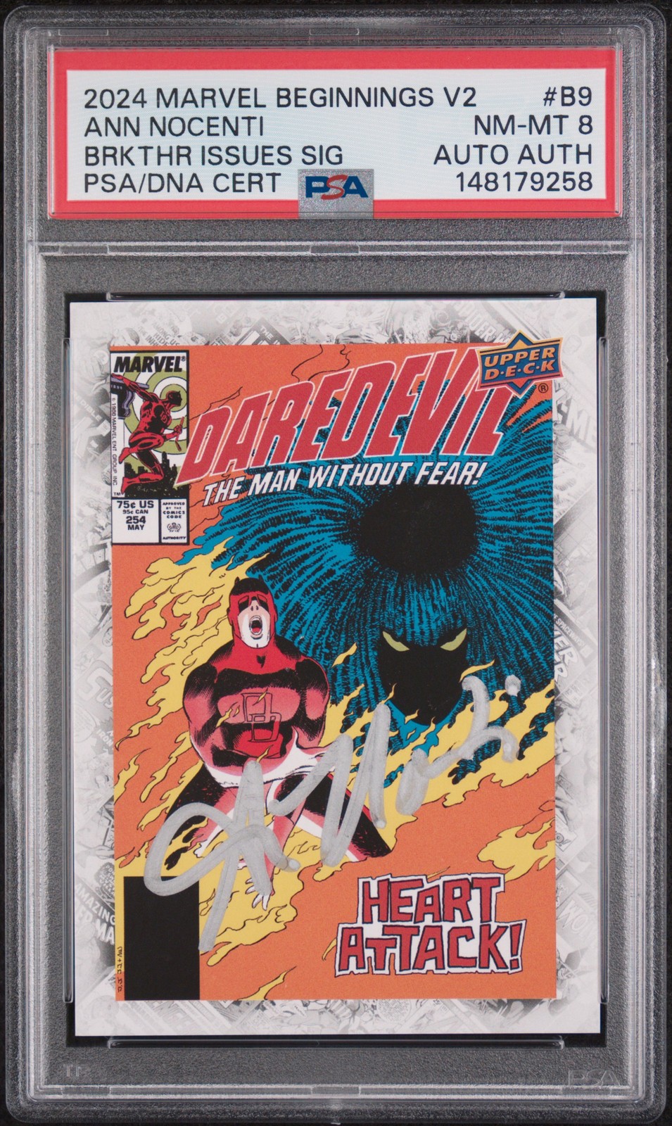 2024 UPPER DECK MARVEL BEGINNINGS VOL.2 #B9 ANN NOCENTI PSA 8 AUTO AUTHENTIC view 1