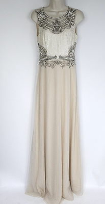Adrianna Papell Womens Gown Maxi Dress 4 Beige Lace Bead Sequin Wedding Prom Adrianna Papell Womens Gown Maxi Dress 4 Beige Lace Bead Sequin Wedding Prom