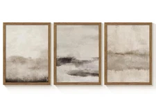 3 Piece Large Abstract Framed Wall Art, Neutral Beige Modern Art Wall Decor, ...