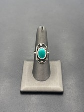 Vintage Mexico Sterling Silver Turquoise Centered Stone Ring Size 8