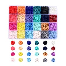 Ornaland 4mm Polymer Clay Heishi Beads 24 Colors Flat Round Vinyl Disc Beads ...