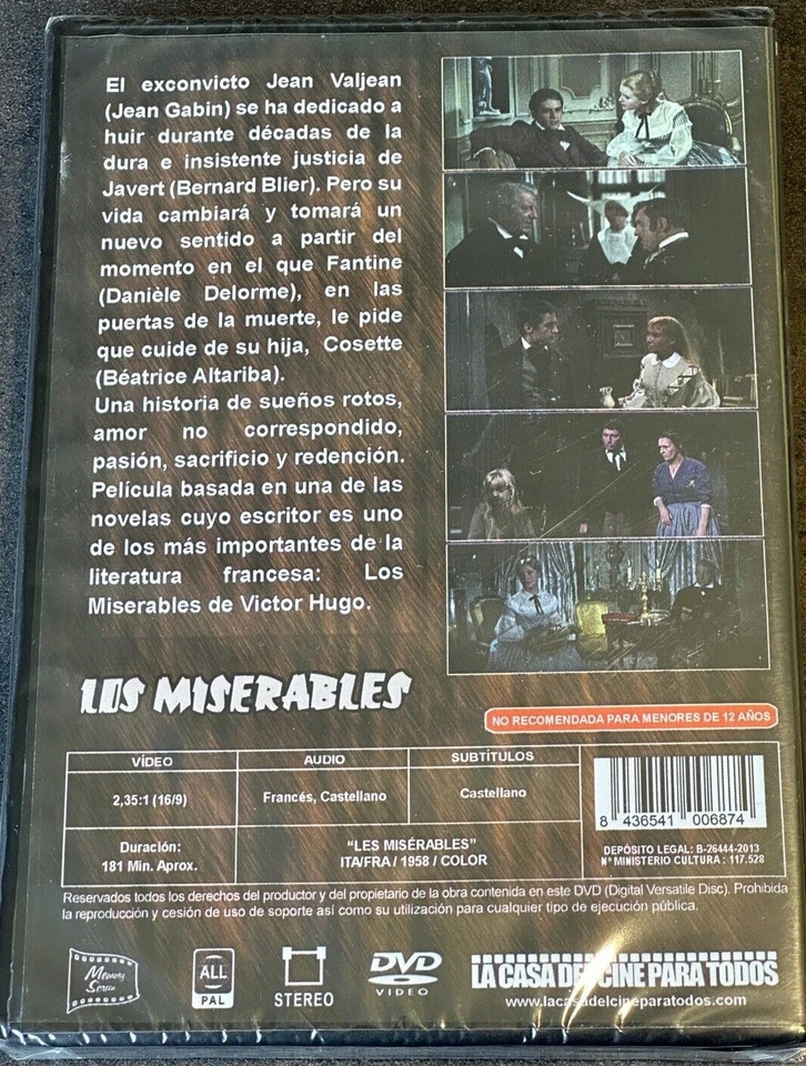 [DVD]  Les Misérables  [ Jean Gabin, Bourvil, Bernard Blier ]  NEUF cellophané - Photo 2/2