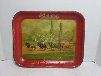 BEVO Budweiser ANHEUSER BUSCH Advertising 20's PROHIBITION ERA Antique BEER TRAY