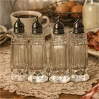 Vintage Depression Glass Salt & Pepper Shakers Set of 4 Octagonal 1930s