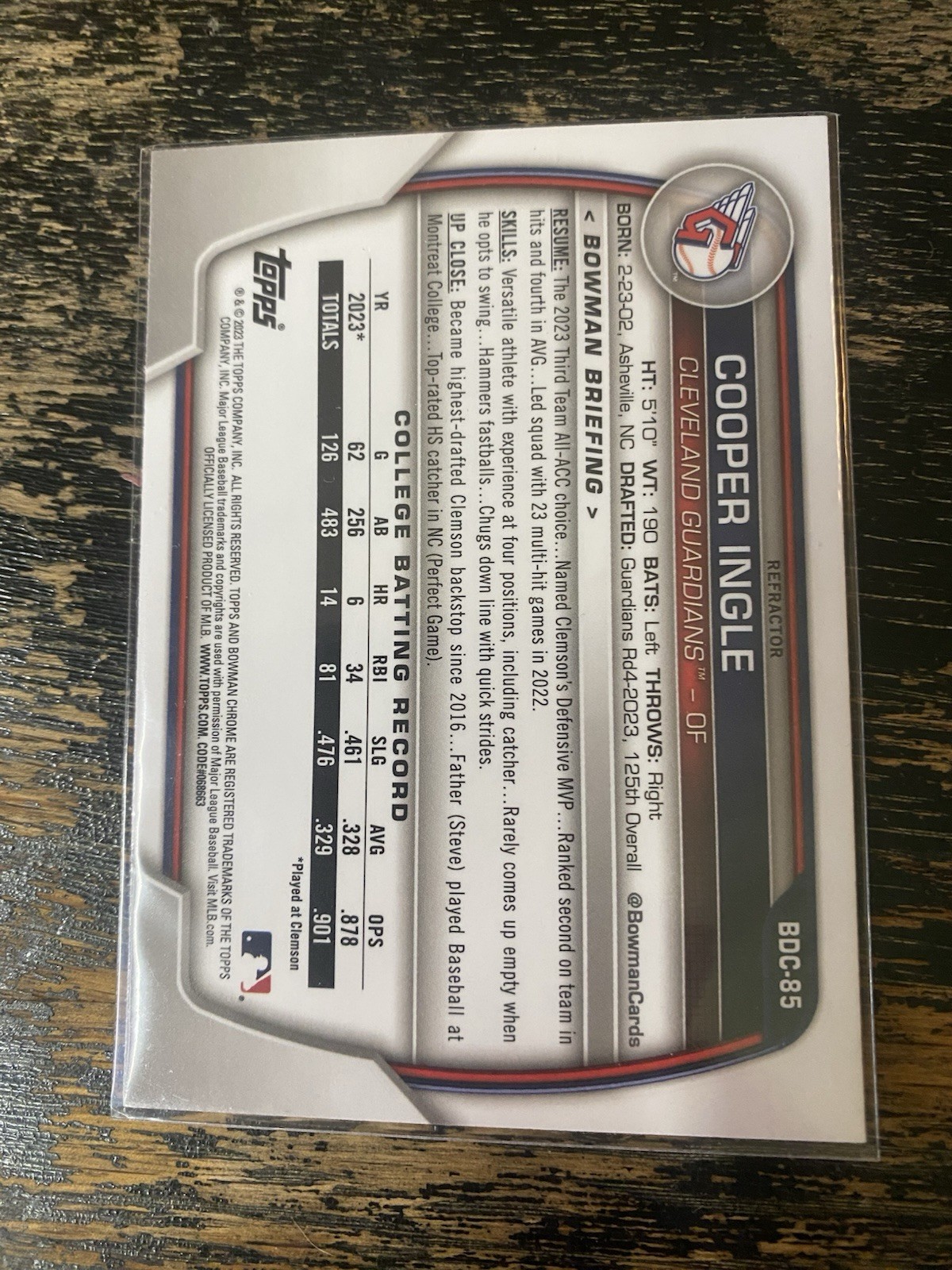 2023 Bowman Chrome Draft 1st Cooper Ingle Auto W/ Sparkle /Sapphire/ Refractor  view 7