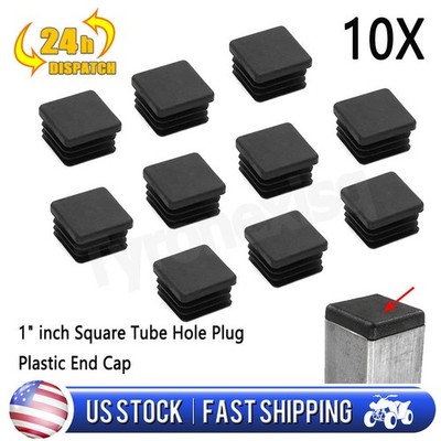 10pcs 1'' Inch Square Tube Hole Plug Plastic End Cap Tubing Glide Tips Insert US