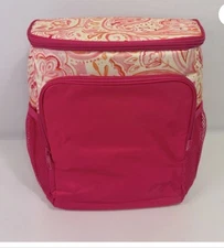 Thirty One 31 Out The Door Thermal Backpack Painted Paisley pink Travel Camping